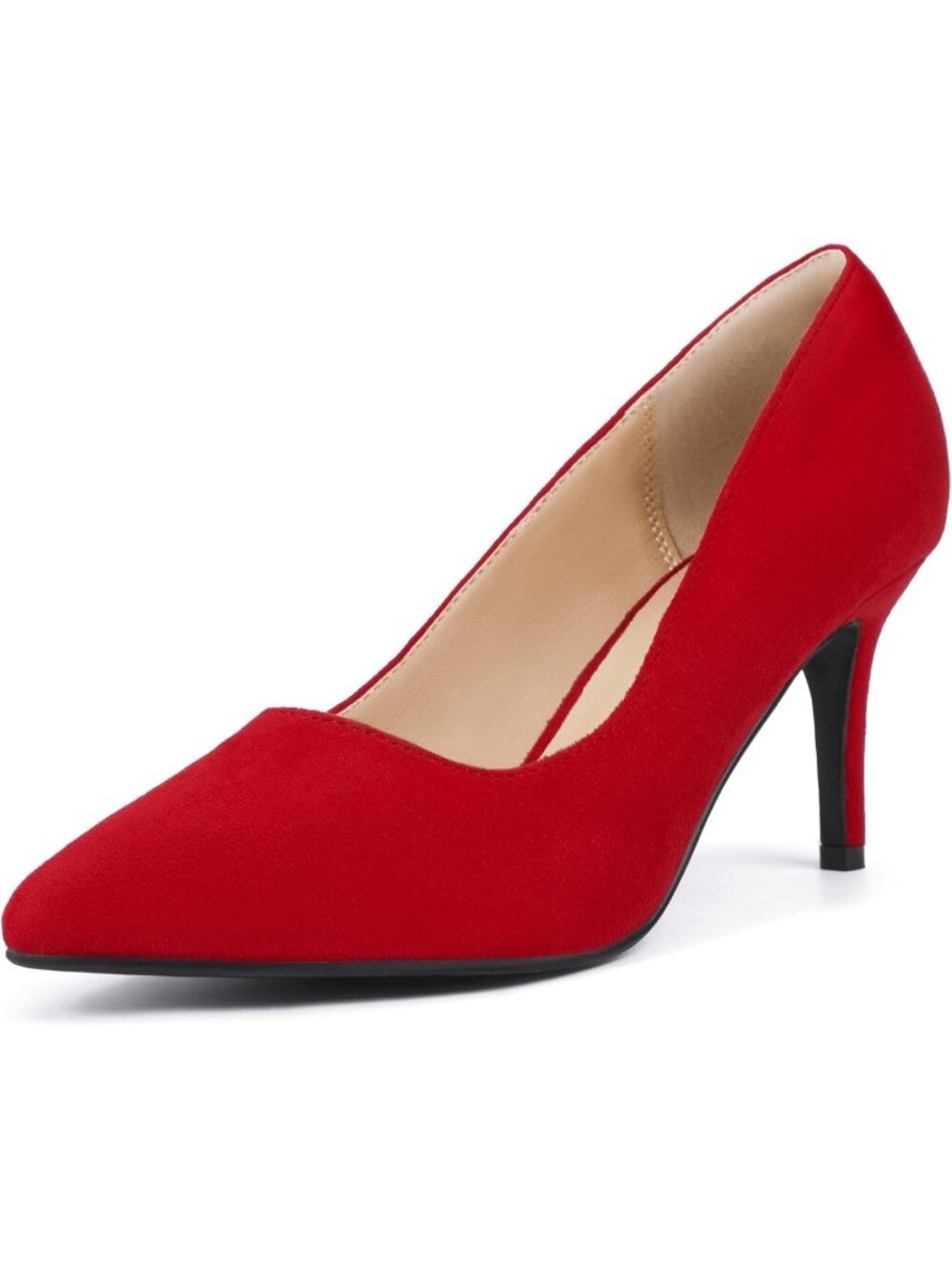 Women's Red Suede Stiletto Pointed Closed Toe High Heels Pumps Shoes